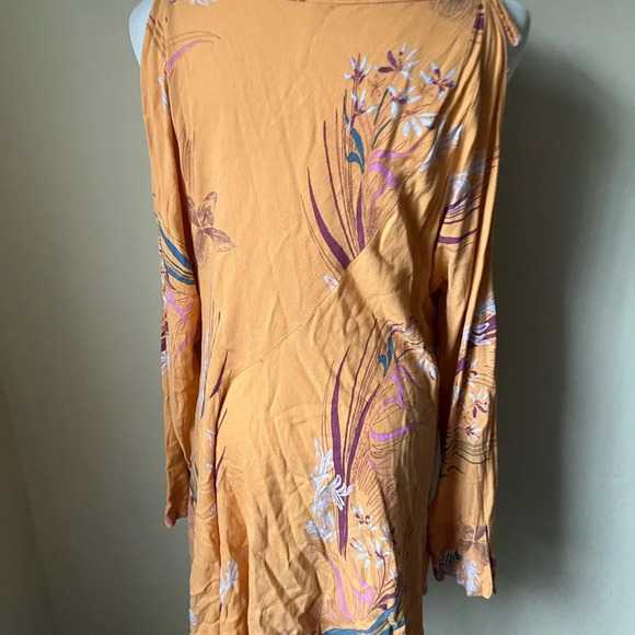 Free People Orange Cold Shoulder Mini Dress Tunic, size large - Picture 4 of 5